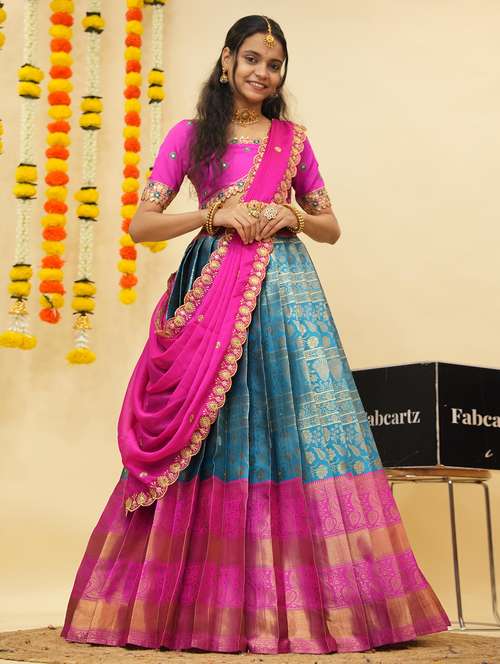 women self design south indian style unstitched lehenga choli - 22240846 -  Standard Image - 0