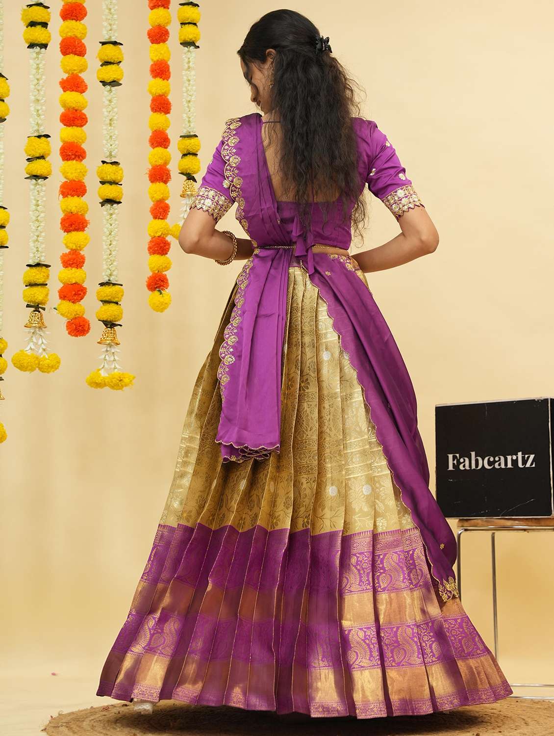 women self design south indian style unstitched lehenga choli - 22240847 -  Standard Image - 3