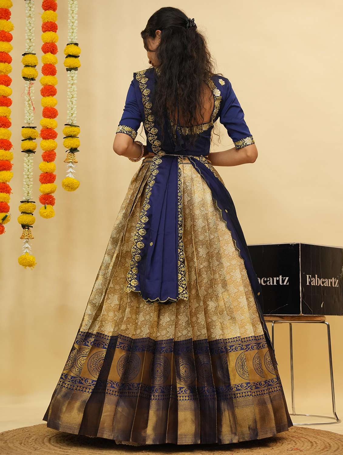 women self design south indian style unstitched lehenga choli - 22240853 -  Standard Image - 3