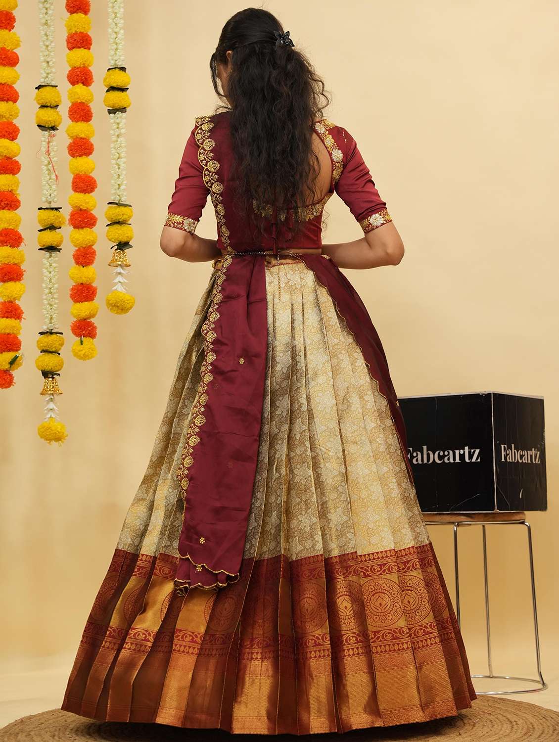 women self design south indian style unstitched lehenga choli - 22240855 -  Standard Image - 3