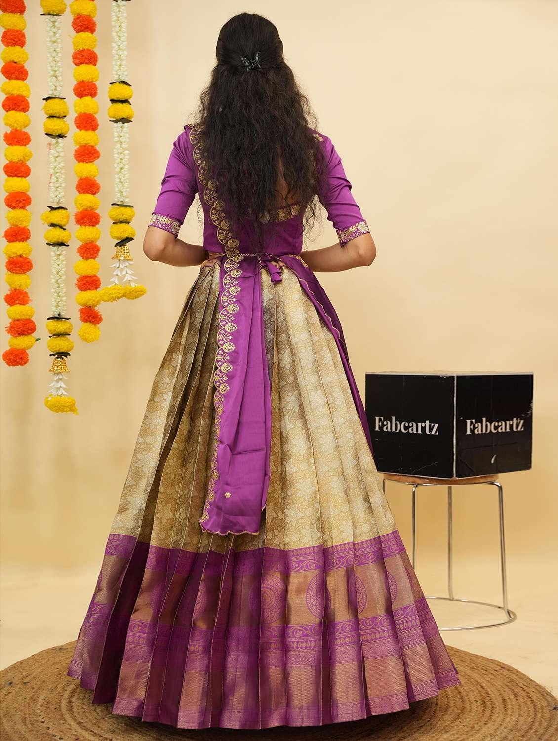 women self design south indian style unstitched lehenga choli - 22240857 -  Standard Image - 3