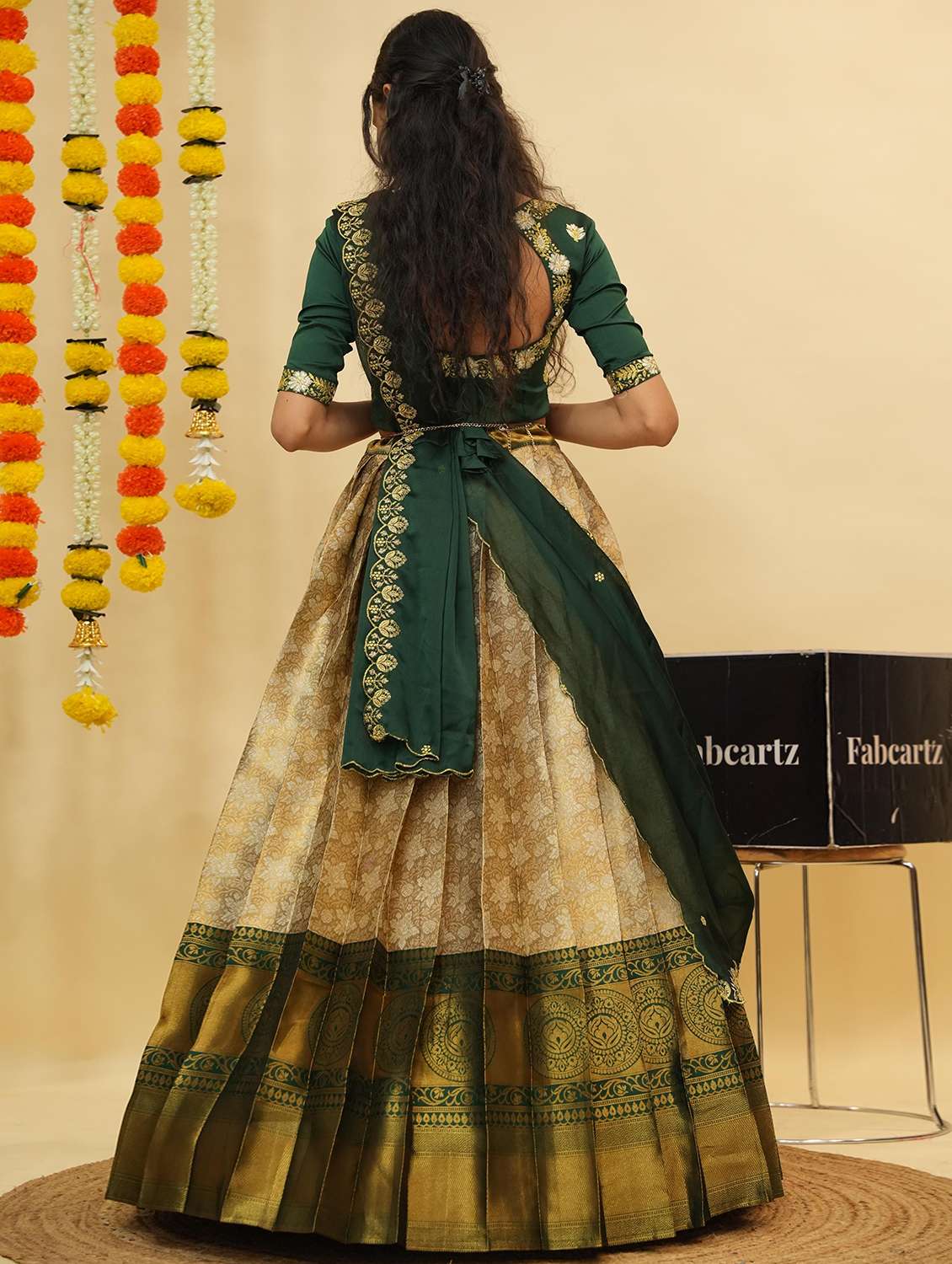 women self design south indian style unstitched lehenga choli - 22240859 -  Standard Image - 3