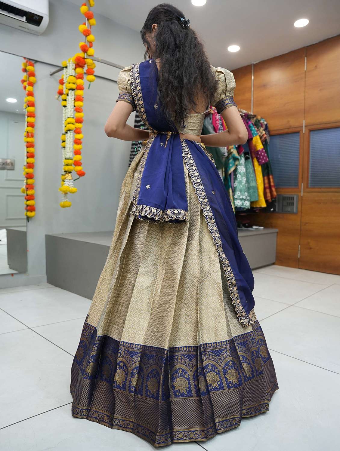 women self design south indian style unstitched lehenga choli - 22240864 -  Standard Image - 3