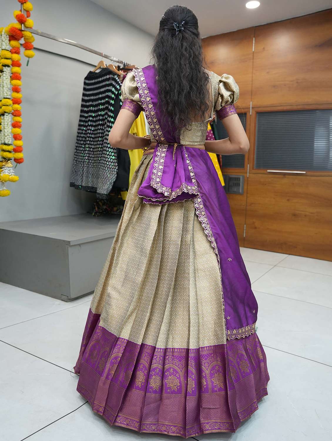 women self design south indian style unstitched lehenga choli - 22240866 -  Standard Image - 3