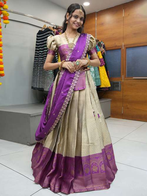 women self design south indian style unstitched lehenga choli - 22240867 -  Standard Image - 0