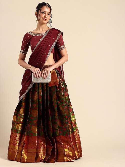 women self design south indian style stitched lehenga choli - 22240873 -  Standard Image - 0