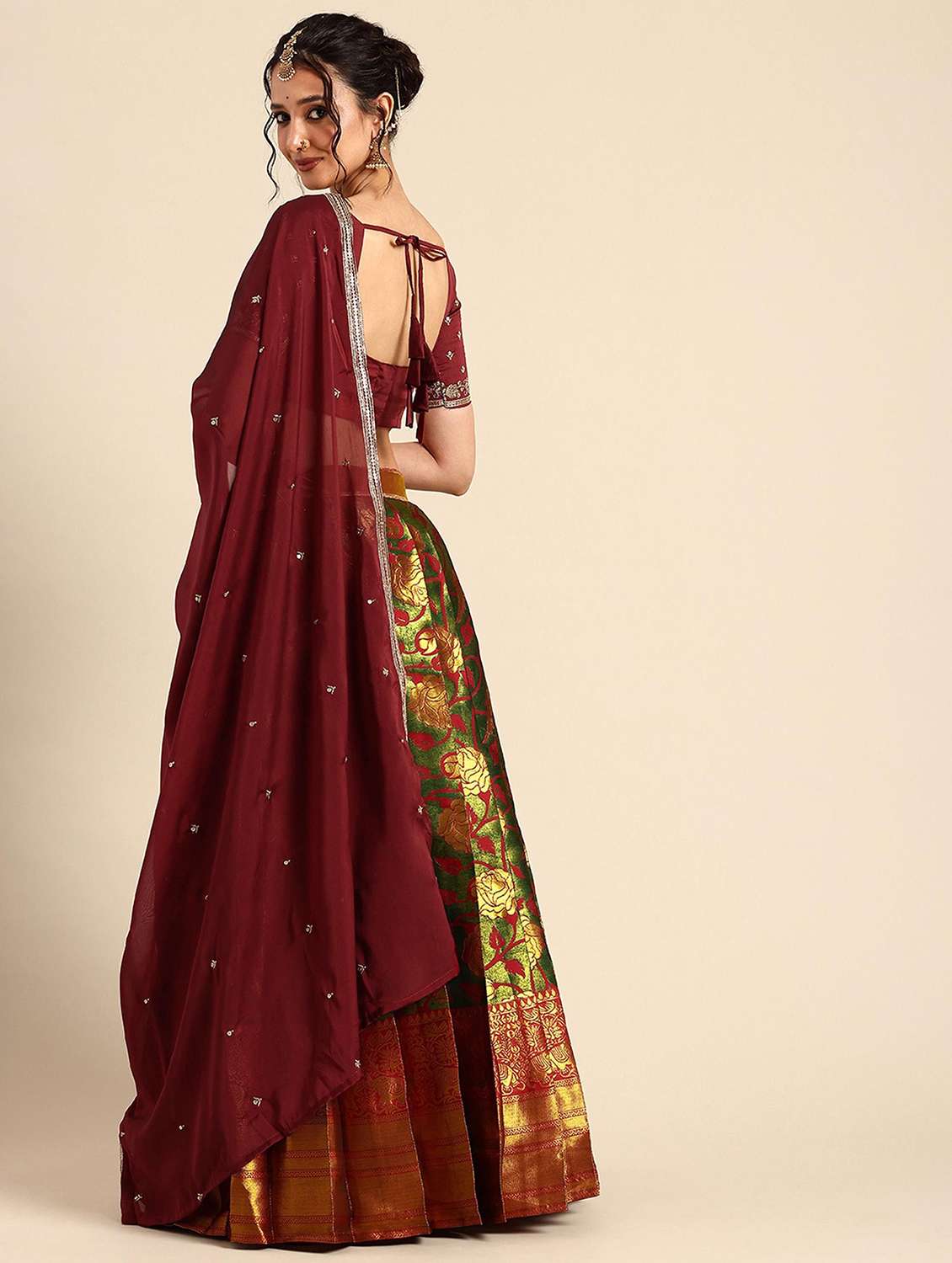 women self design south indian style stitched lehenga choli - 22240873 -  Standard Image - 3