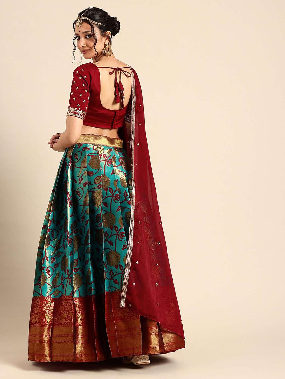 women self design south indian style stitched lehenga choli - 22240875 -  Standard Image - 3
