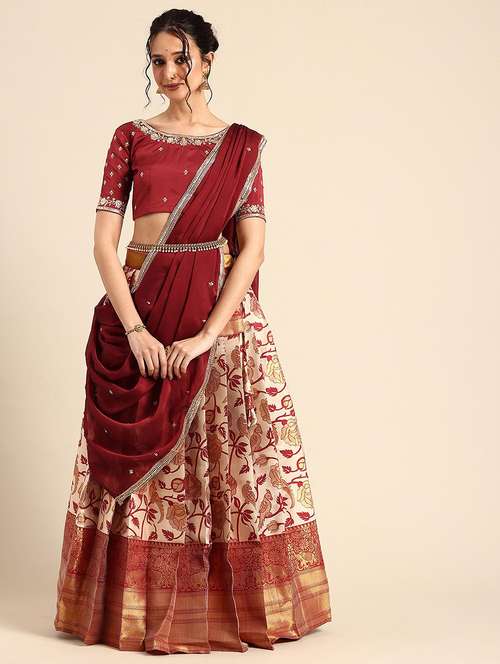 women self design south indian style stitched lehenga choli - 22240877 -  Standard Image - 0