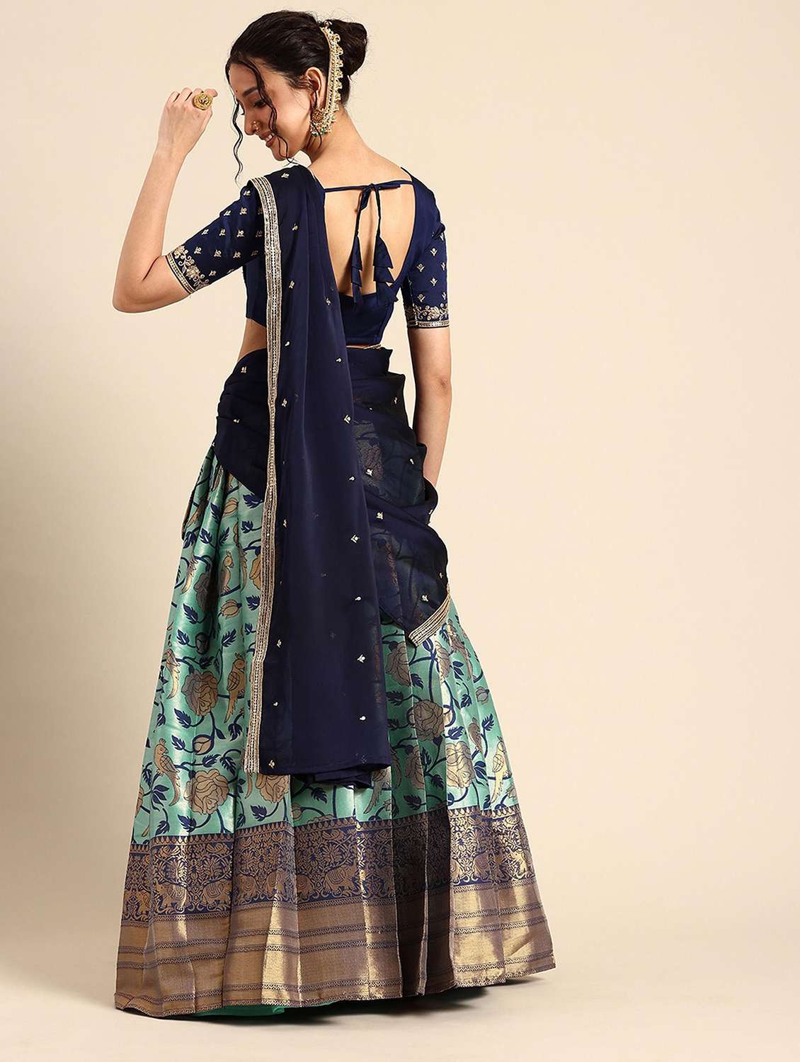 women self design south indian style stitched lehenga choli - 22240879 -  Standard Image - 3