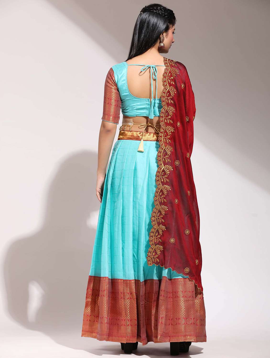 women self design south indian style unstitched lehenga choli - 22240889 -  Standard Image - 3