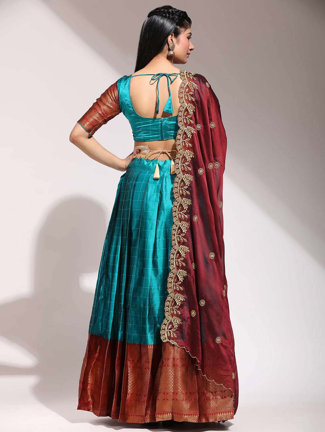 women self design south indian style unstitched lehenga choli - 22240895 -  Standard Image - 3