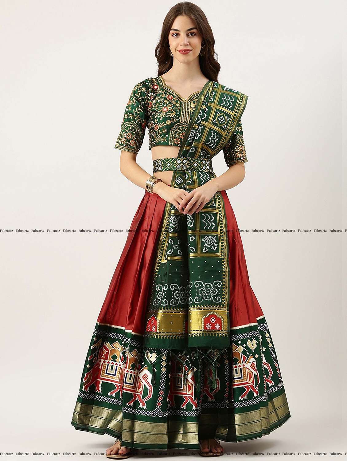women printed stitched lehenga choli