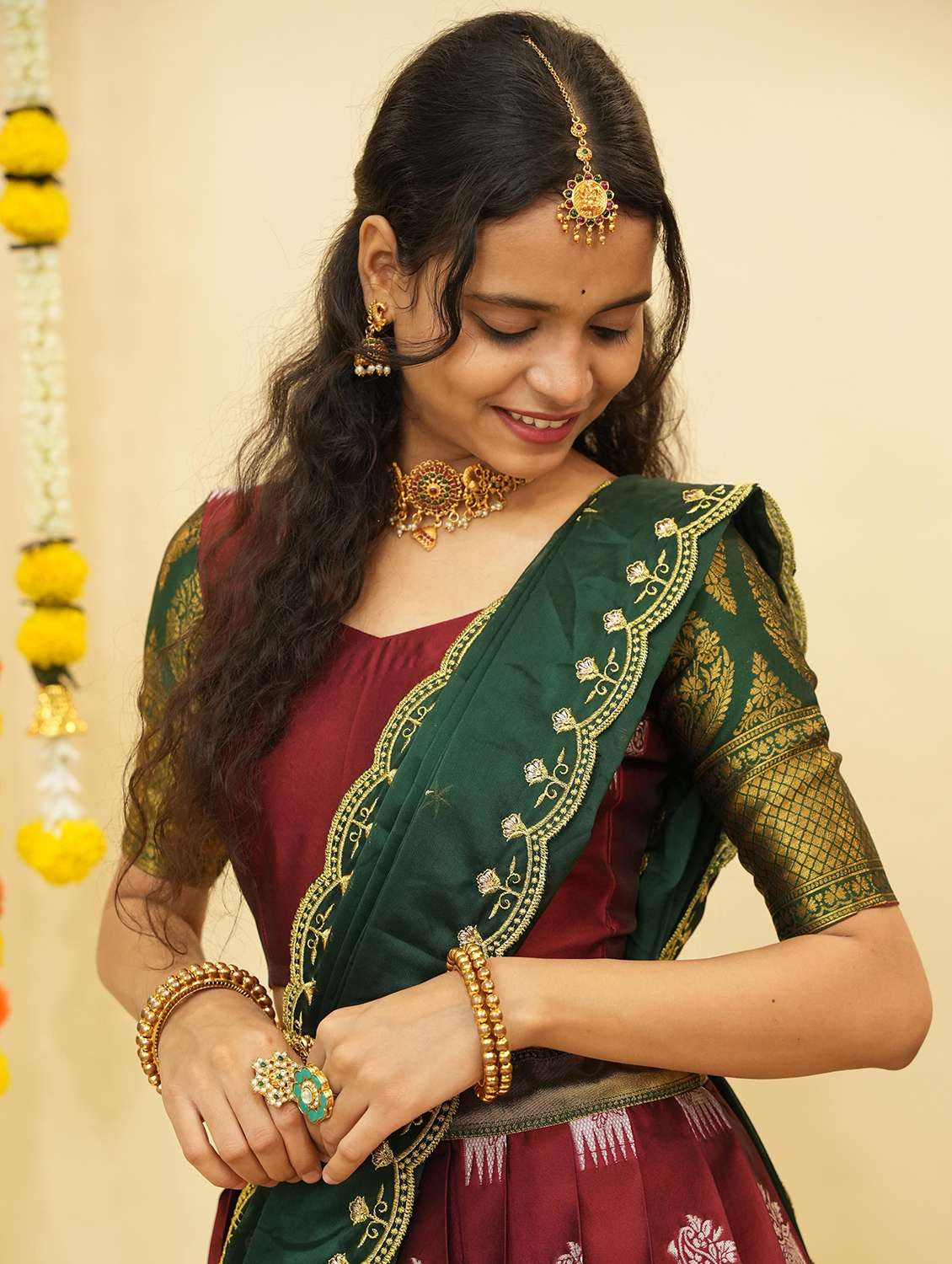 women self design south indian style unstitched lehenga choli - 22240928 -  Standard Image - 3