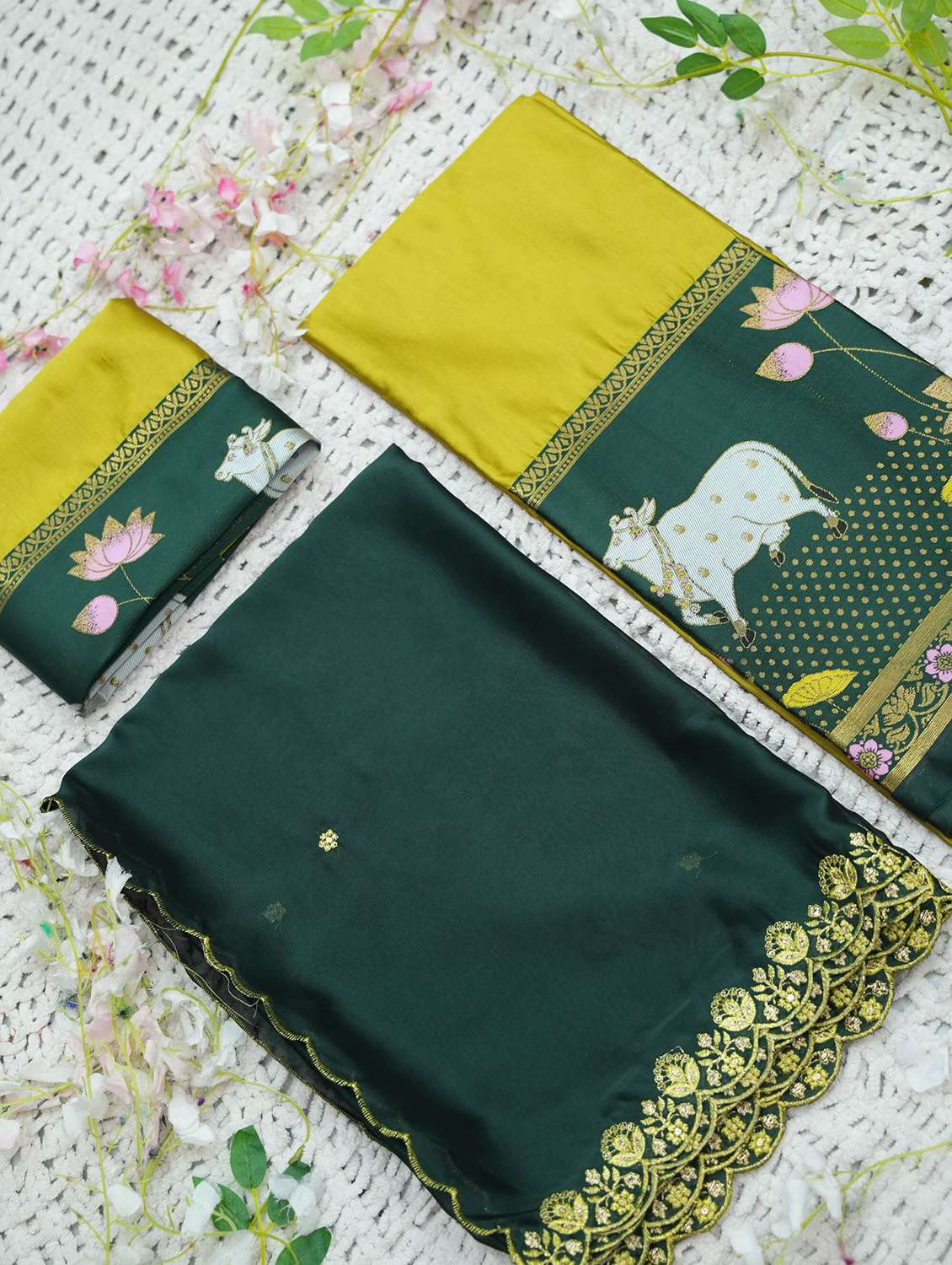 women self design south indian style unstitched lehenga choli - 22240938 -  Standard Image - 3