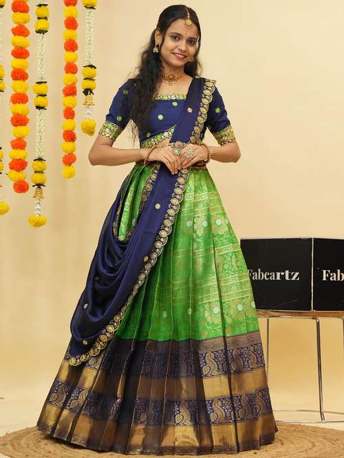 women self design south indian style unstitched lehenga choli - 22240944 -  Standard Image - 0