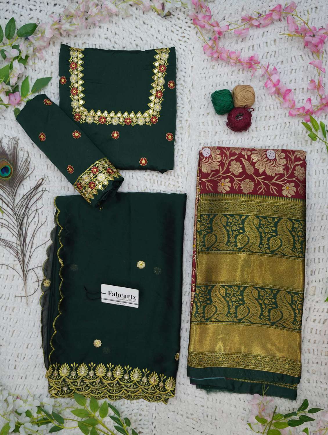 women self design south indian style unstitched lehenga choli - 22240945 -  Standard Image - 3