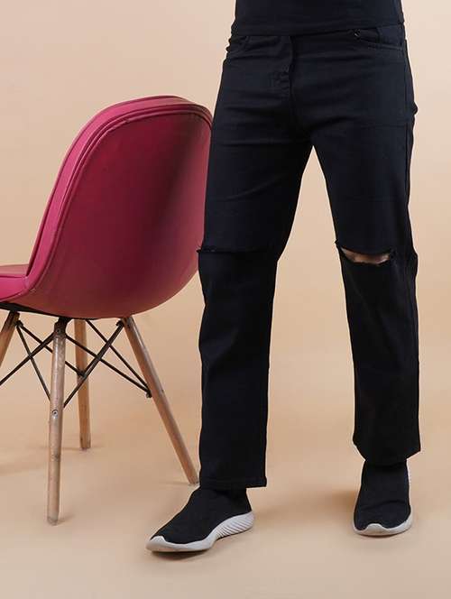 men slash knee mid rise relaxed fit jeans - 22240969 -  Standard Image - 0