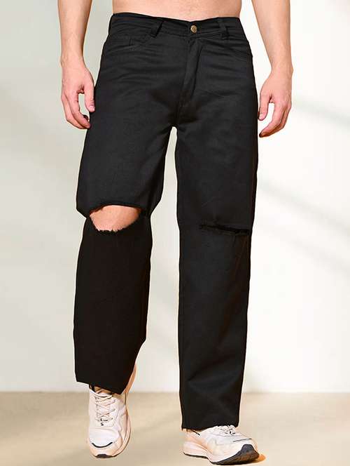 men slash knee mid rise relaxed fit jeans - 22240983 -  Standard Image - 0