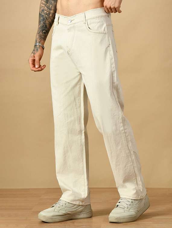 men plain mid rise relaxed fit jeans