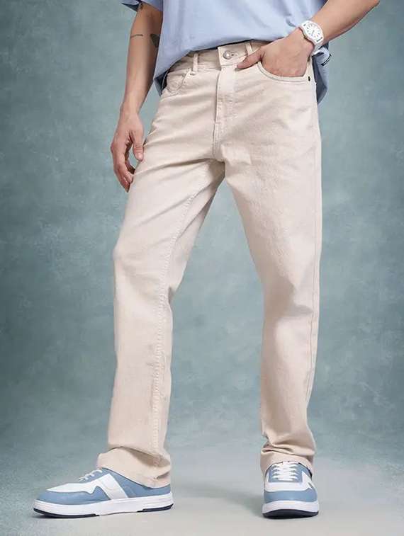 men plain mid rise relaxed fit jeans