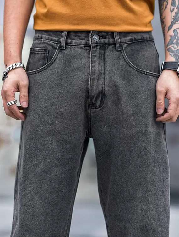 men plain mid rise baggy jeans - 22241051 -  Standard Image - 3