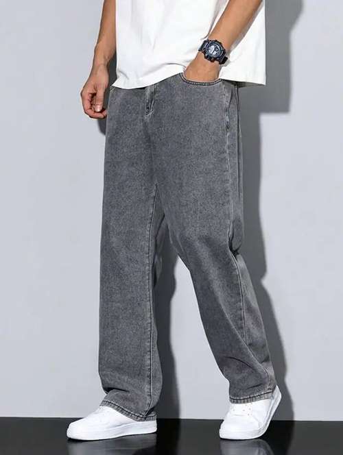 men plain mid rise relaxed fit jeans - 22241070 -  Standard Image - 0