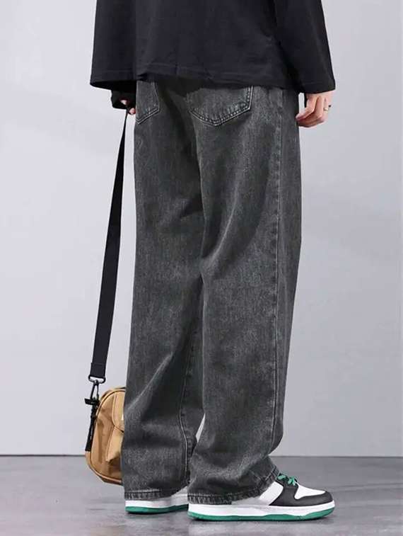 men plain mid rise baggy jeans - 22241071 -  Standard Image - 3