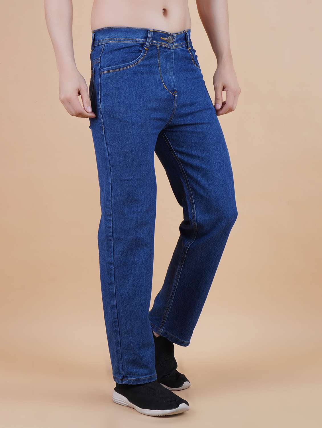 men plain mid rise relaxed fit jeans