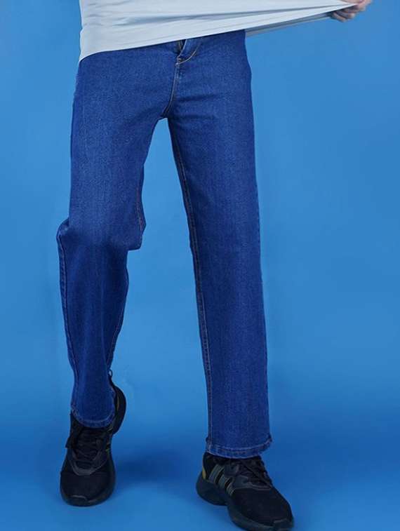 men plain mid rise straight fit jeans - 22241094 -  Zoom Image - 0