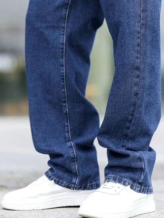 men plain mid rise baggy jeans - 22241102 -  Standard Image - 3