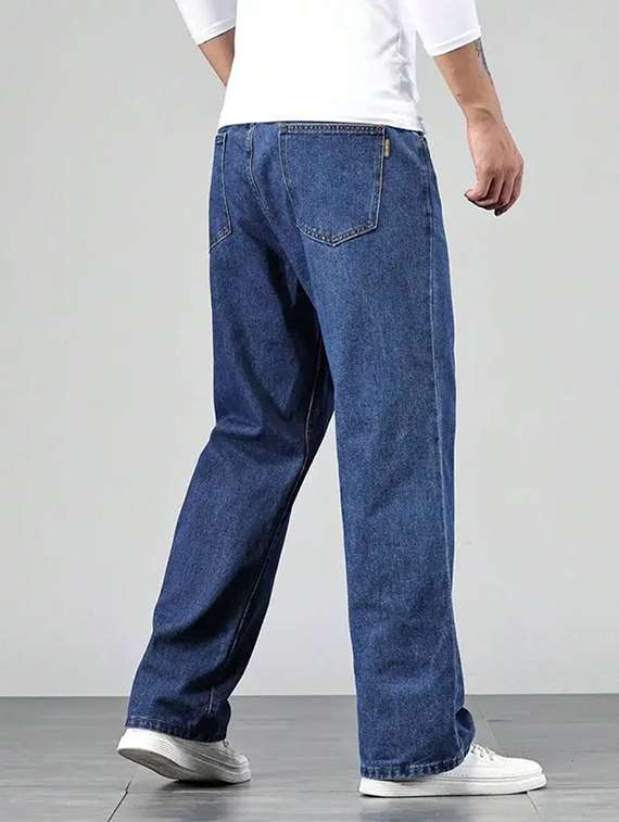 men plain mid rise baggy jeans - 22241103 -  Standard Image - 3