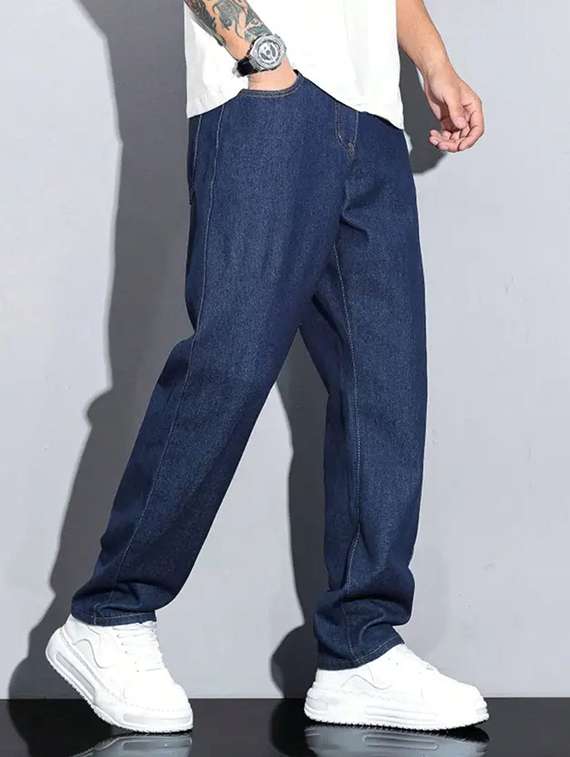 men plain mid rise relaxed fit jeans - 22241109 -  Standard Image - 3