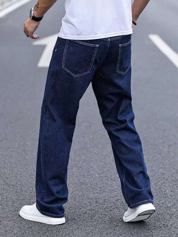 men plain mid rise relaxed fit jeans - 22241111 -  Standard Image - 3