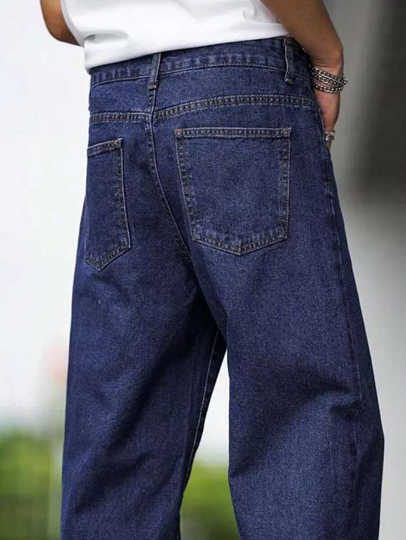 men plain mid rise baggy jeans - 22241112 -  Standard Image - 3