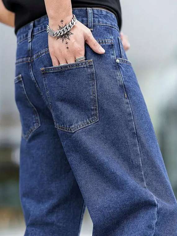 men plain mid rise relaxed fit jeans - 22241116 -  Standard Image - 3