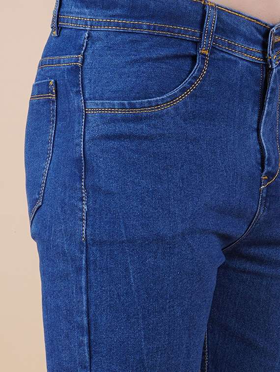 men plain mid rise straight fit jeans - 22241127 -  Standard Image - 3