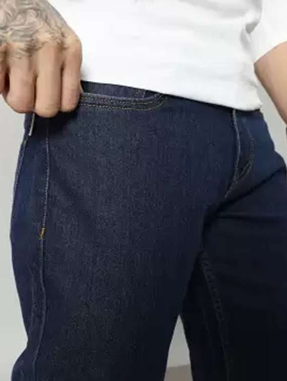 men plain mid rise straight fit jeans - 22241129 -  Standard Image - 3