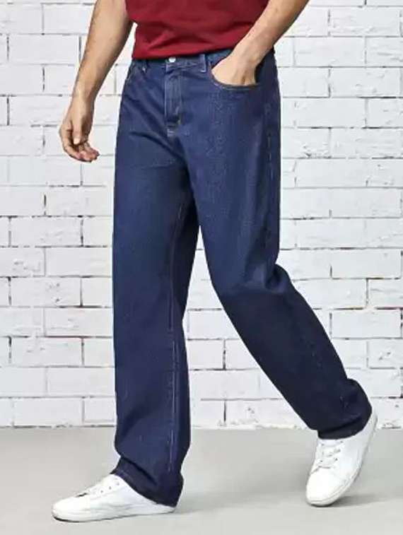 men plain mid rise relaxed fit jeans