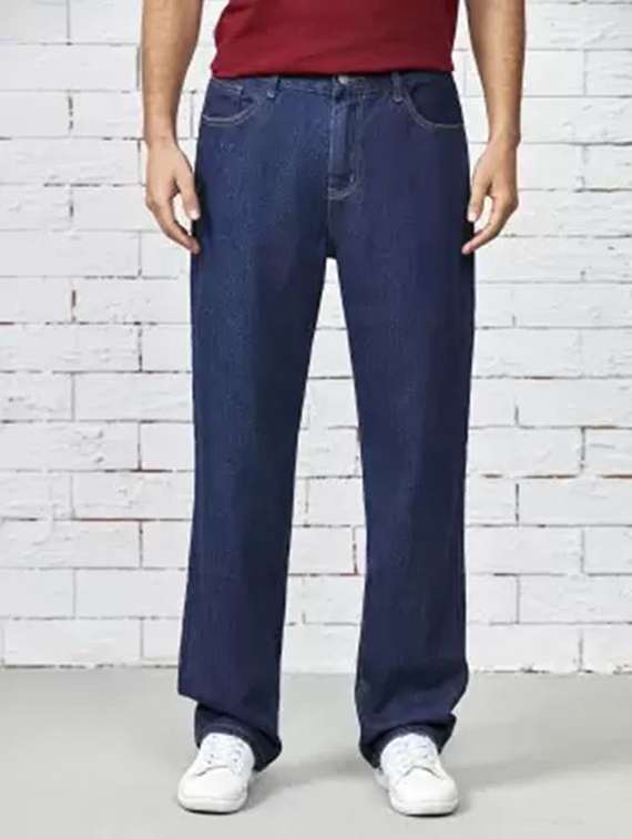 men plain mid rise relaxed fit jeans