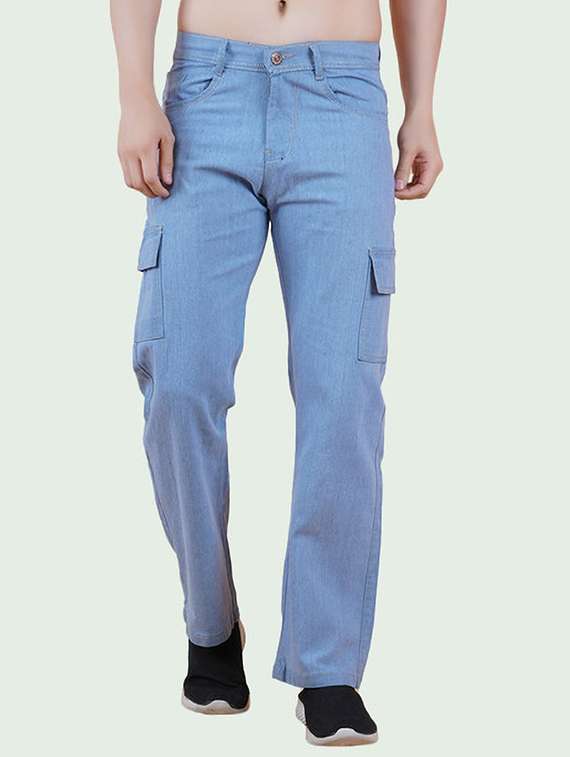 men solid mid rise regular fit cargo