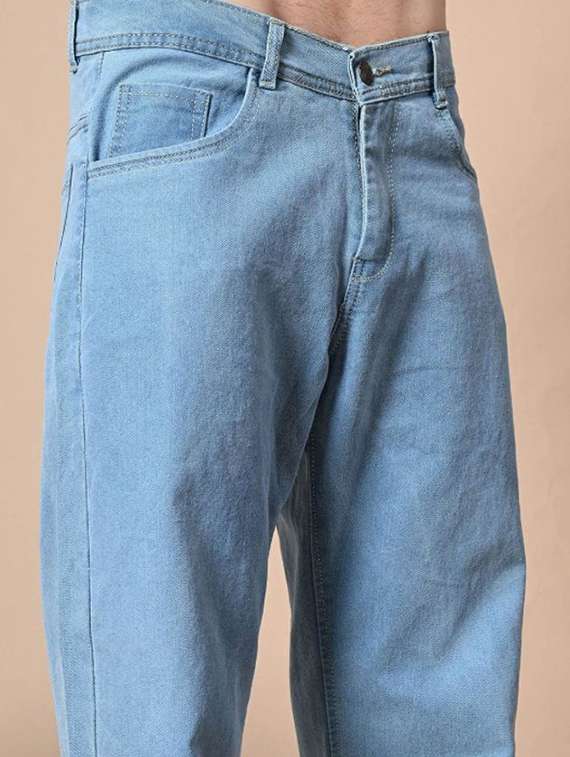 men plain mid rise straight fit jeans - 22241184 -  Standard Image - 3