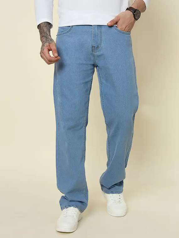 men plain mid rise relaxed fit jeans
