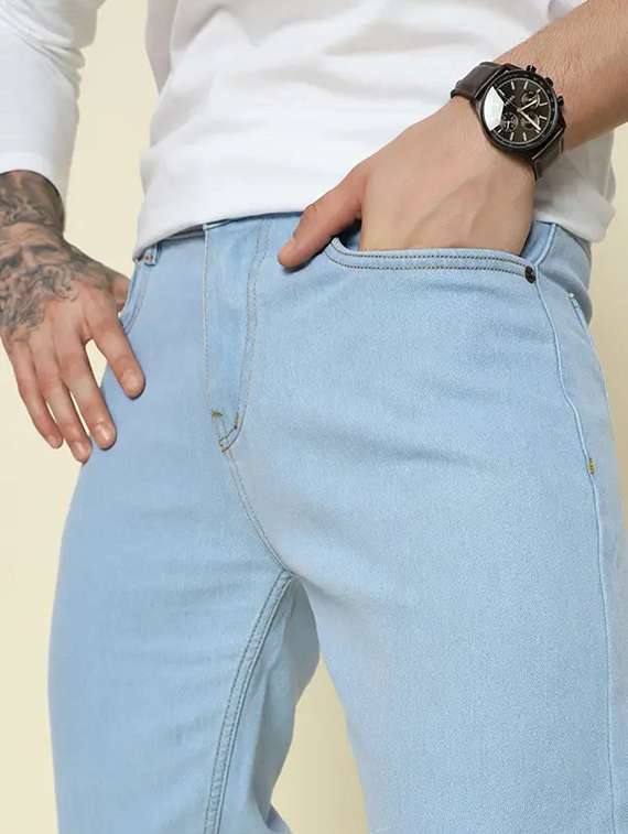 men plain mid rise straight fit jeans - 22241191 -  Standard Image - 3