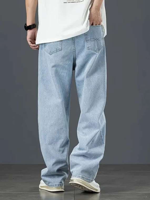 men plain mid rise baggy jeans - 22241192 -  Standard Image - 3