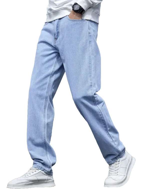 men plain mid rise relaxed fit jeans