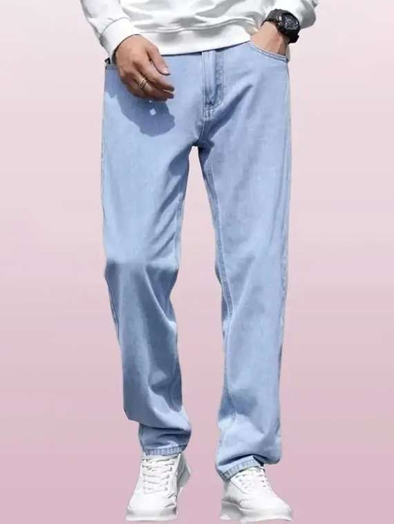 men plain mid rise relaxed fit jeans