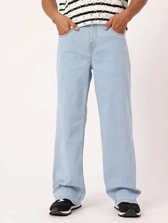 men plain mid rise relaxed fit jeans