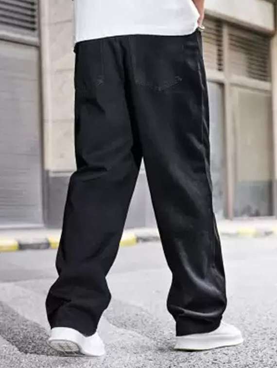 men plain mid rise baggy jeans - 22241348 -  Standard Image - 3