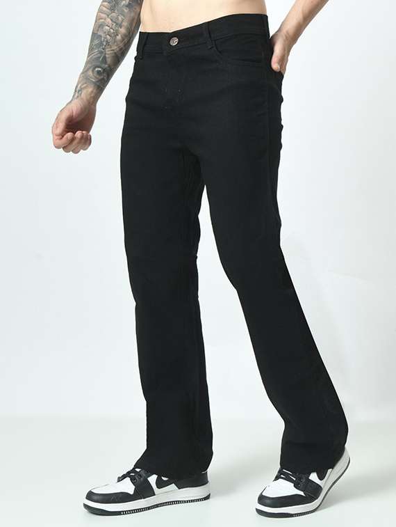 men plain mid rise bootcut jeans